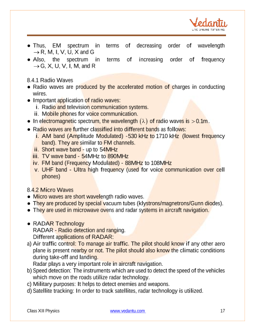 Revision Notes of CBSE class 12 Physics