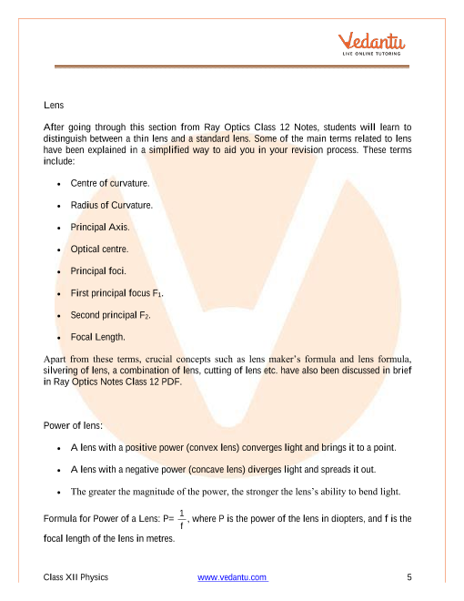 Revision Notes of CBSE class 12 Physics