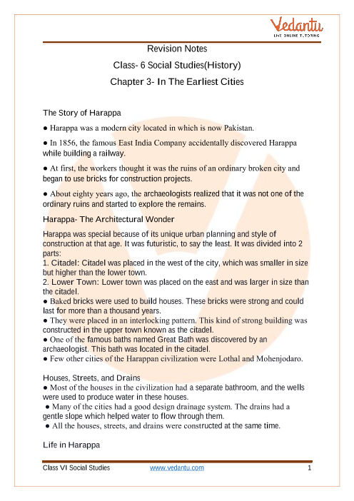 In the Earliest Cities Class 6 Notes CBSE History Chapter 3 [PDF] - 1