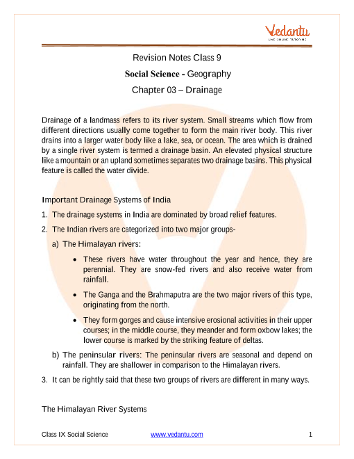 drainage-class-9-notes-cbse-geography-chapter-3-pdf