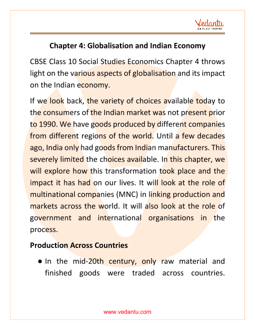 CBSE Class 10 Economics Chapter 4 Notes - Globalisation And The Indian ...