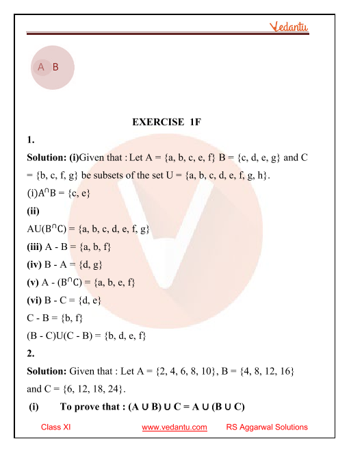 Rs Aggarwal Class 11 Solutions Chapter 1 Sets