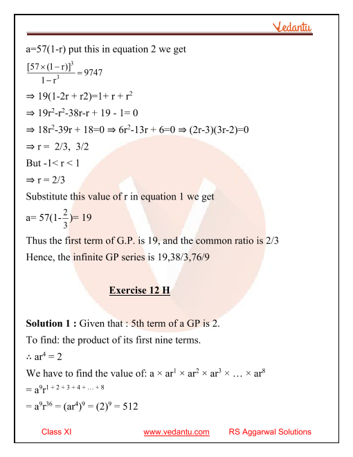 Rs Aggarwal Class 11 Solutions Chapter 12 Geometrical Progression