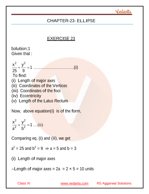 RS Aggarwal Class 11 Solutions Chapter-23 Ellipse