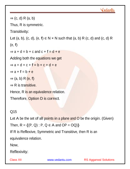 Rs Aggarwal Class 12 Solutions Chapter 1 Relation