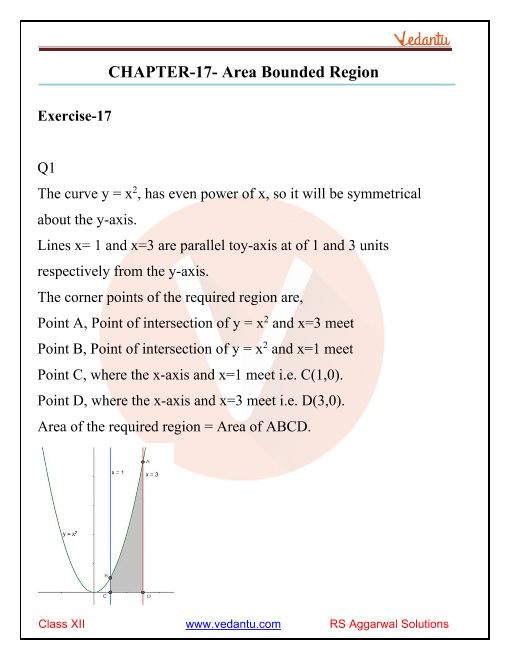 Rs Aggarwal Class 12 Solutions Chapter 17 Area Of Bounded Regions