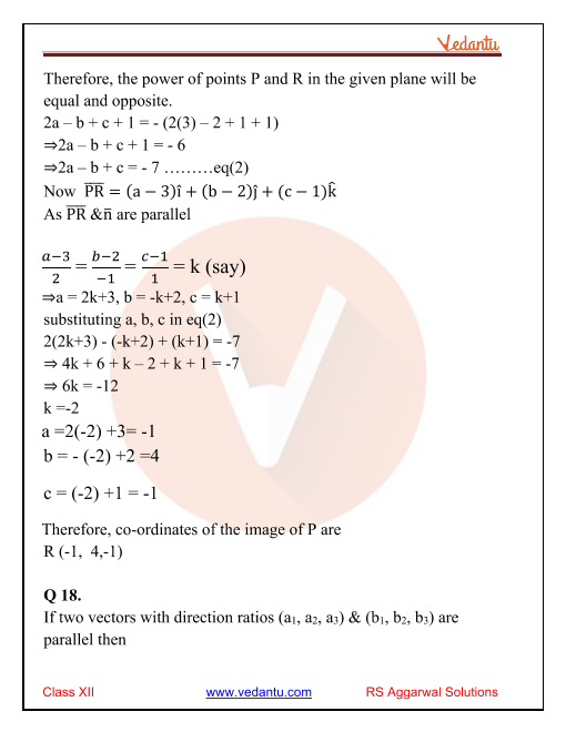 Rs Aggarwal Class 12 Solutions Chapter 28 The Plane