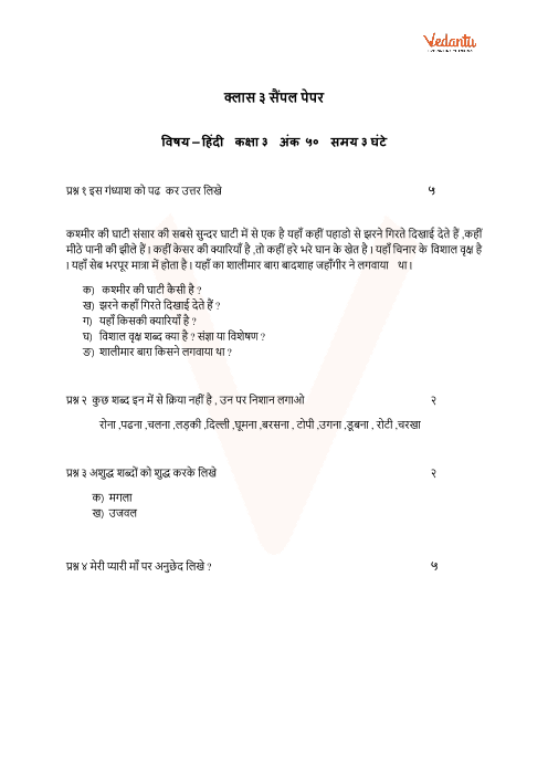 cbse sample papers for class 3 hindi with solutions mock paper 2