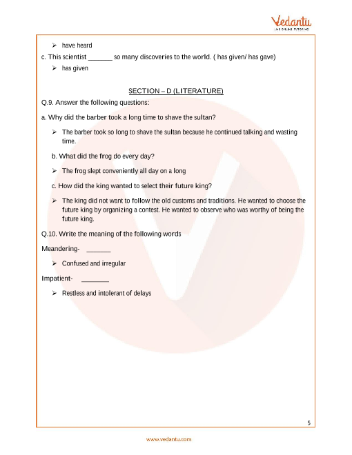 cbse sample paper for class 5 english with solutions mock paper 1