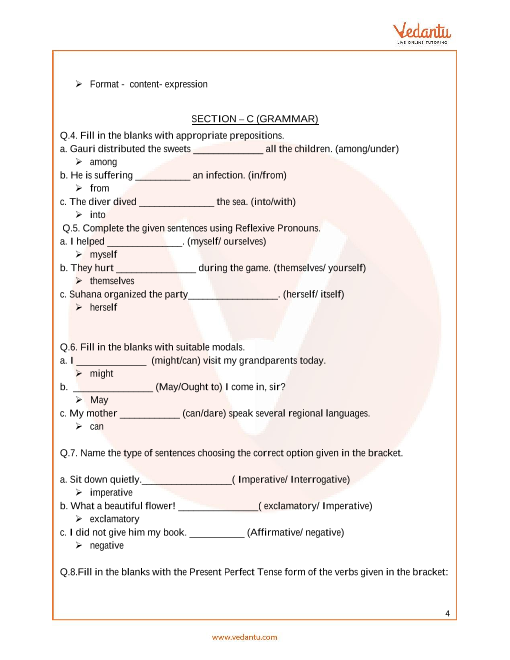 cbse sample paper for class 5 english with solutions mock paper 2