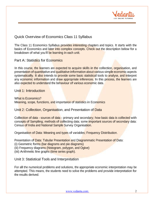 Cbse Syllabus For Class 11 Economics Term 1 2 21 22 Pdf Download