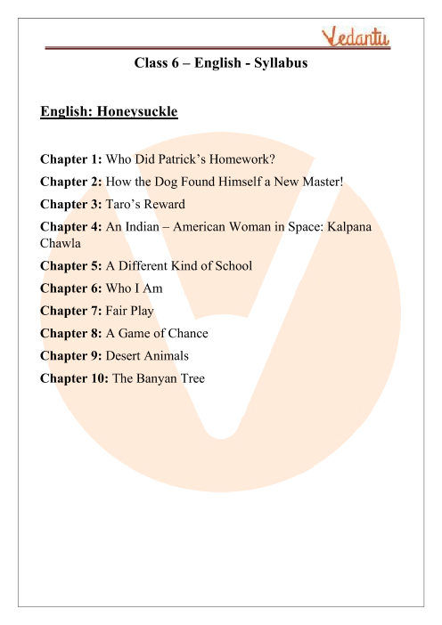 CBSE Syllabus For Class 6 English Honeysuckle 2022 2022 Examination