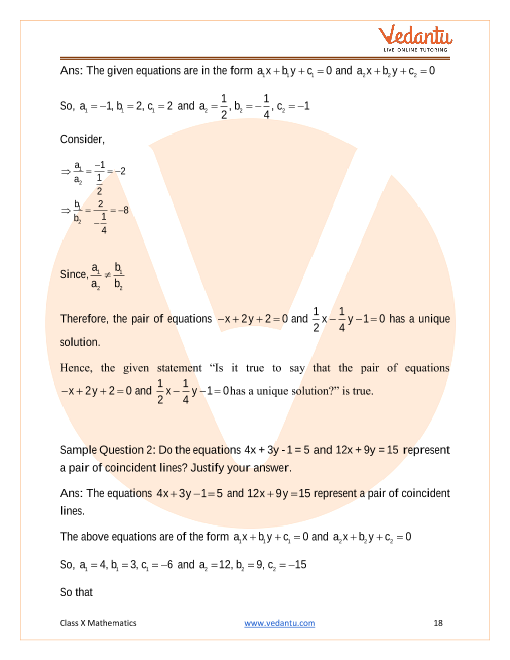 Ncert Exemplar For Class 10 Maths Chapter 3 Pair Of Linear Equations In Two Variables Book Solutions