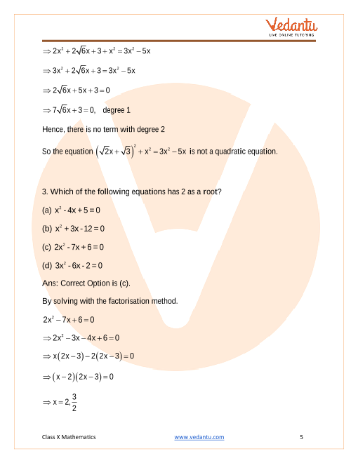 Ncert Exemplar For Class 10 Maths Chapter 4 Quadratic Equations Book Solutions