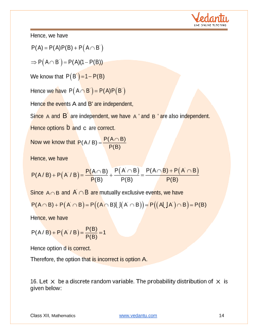 NCERT Exemplar for Class 12 Maths Chapter 13 Probability Book