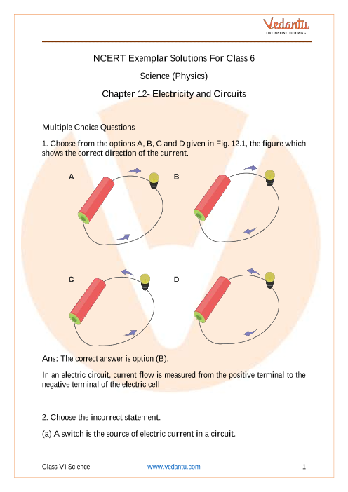 NCERT Exemplar Class 6 Science Solutions Chapter 12 Electricity And ...