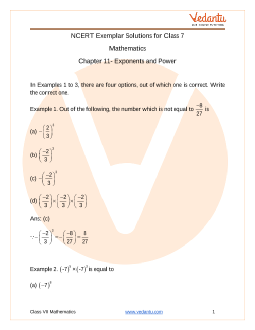 ncert exemplar class 7 maths solutions chapter 11 exponents powers