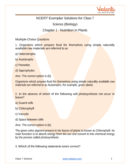 ncert exemplar class 7 science solutions chapter 1 nutrition in plants