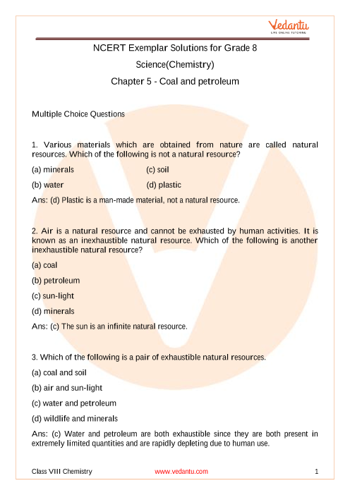 NCERT Exemplar Class 8 Science Solutions Chapter 5 Coal and Petroleum