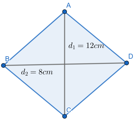 How do you find the area of a rhombus with diagonal lengths of $12cm ...