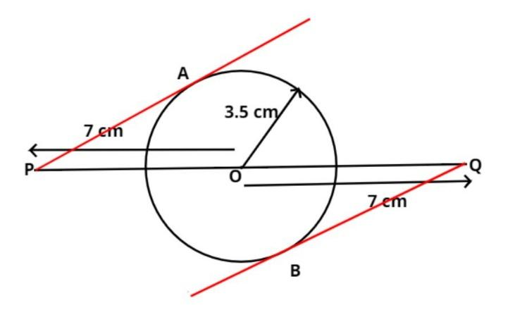 Draw A Circle With Center O And Radius 3.5 Cm. Take A Horizontal ...