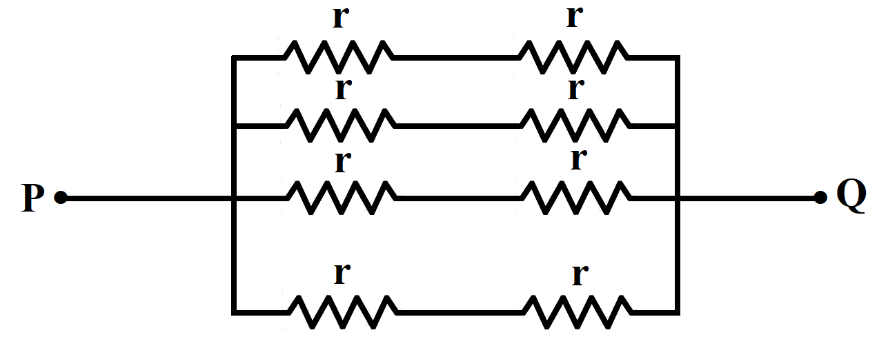 The effective resistance across the points P and Q is\n \n \n \n \n ...