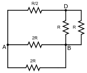 In the given circuit shown in the figure, each resistance is $R$. Net ...