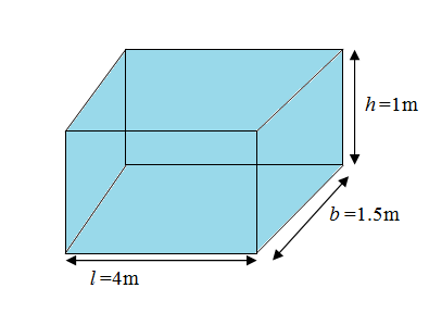 The water tank with length 4m breadth 1.5m and height 1m is completely ...