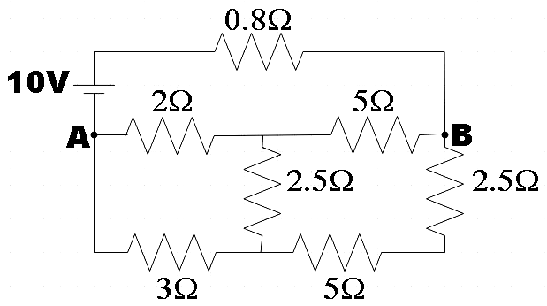 What is the potential difference between A and B?\n \n \n \n \n A. 8 ...