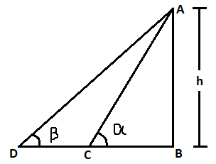 A jet plane is at a vertical height of $h$. The angles of depression of ...