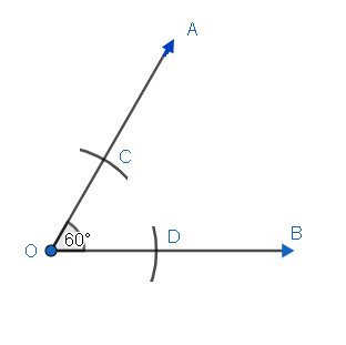 Draw $\\angle AOB=60{}^\\circ $ using a protractor. Now, using a ...