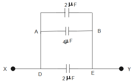 Find the equivalent capacitance between X and Y is-(A). $\\dfrac{10}{3 ...