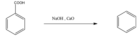 Convert toluene into benzene in 2 steps reaction.