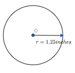 How do you find the circumference of a circle with a radius of 1.25 inches?