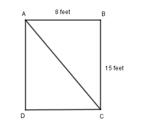 What is the length of the diagonal of a rectangle that is 8 feet long ...