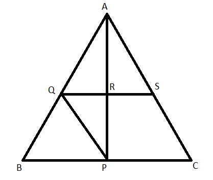 In triangle ABC, P is the midpoint of side BC. A line through p and ...