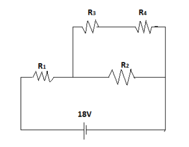 In the given circuit the internal resistance of the 18 V cell is ...