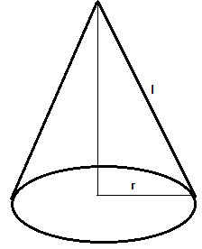 The curved surface area of a cone of slant height l and radius r is ...