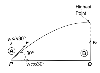 A projectile A is thrown at an angle of $30^\\circ $ to the horizontal ...