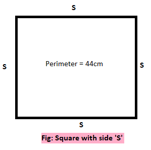 The perimeter of a square is \\[44cm\\]. Find its area.