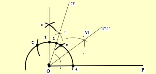 Construct an angle of \[75^\circ \] and bisect it.