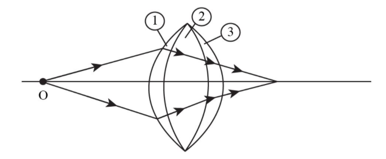 A Convex Lens Is Made Of 3 Layers Of Glass Of 3 Different Materials As 