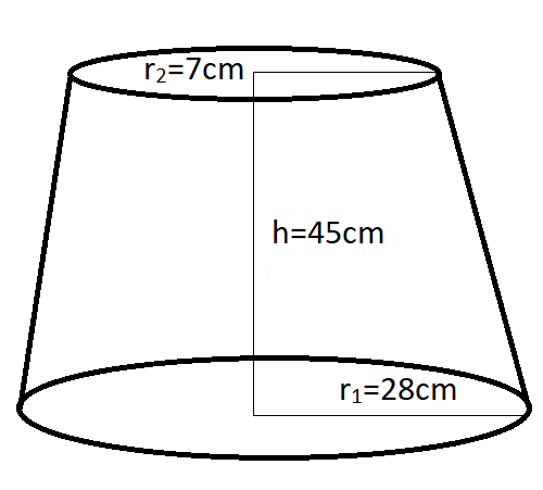 If the radii of the circular ends of a conical bucket which is \\[45 ...