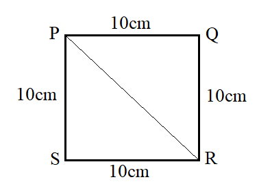 Pqrs Is A Square If Pq 10cm Then Pr Cm A 10 B C 10 Sqrt 2 D 2 Sqrt 10