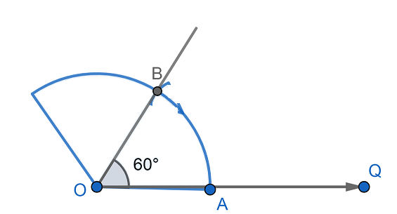 Draw $\\angle POQ$ of measure $75{}^\\circ $ and find its line of symmetry.