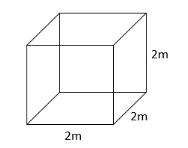 The diagram shows a box in the shape of a cube of lengths 2m. The box ...