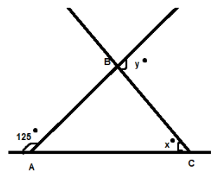 In the given figure , AC = BC . Find the value of x and y ?\n \n \n \n \n