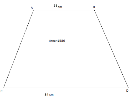 The area of the trapezium is 1586 sq. m. The length of its parallel ...