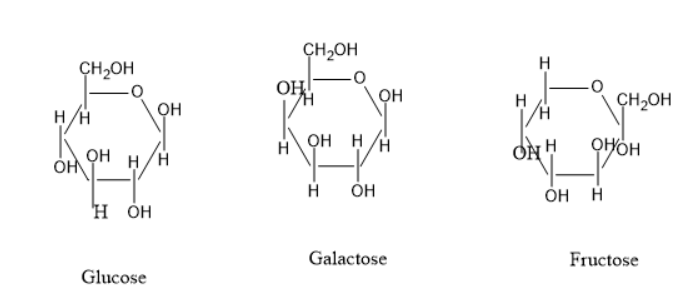 What are the isomers in relation to glucose galactose and fructose?