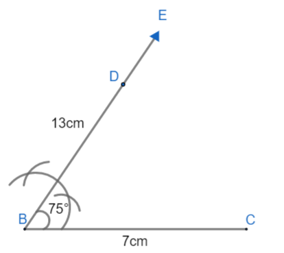 Construct a triangle ABC in which BC = 7cm, $\\angle B={{75}^{\\circ ...